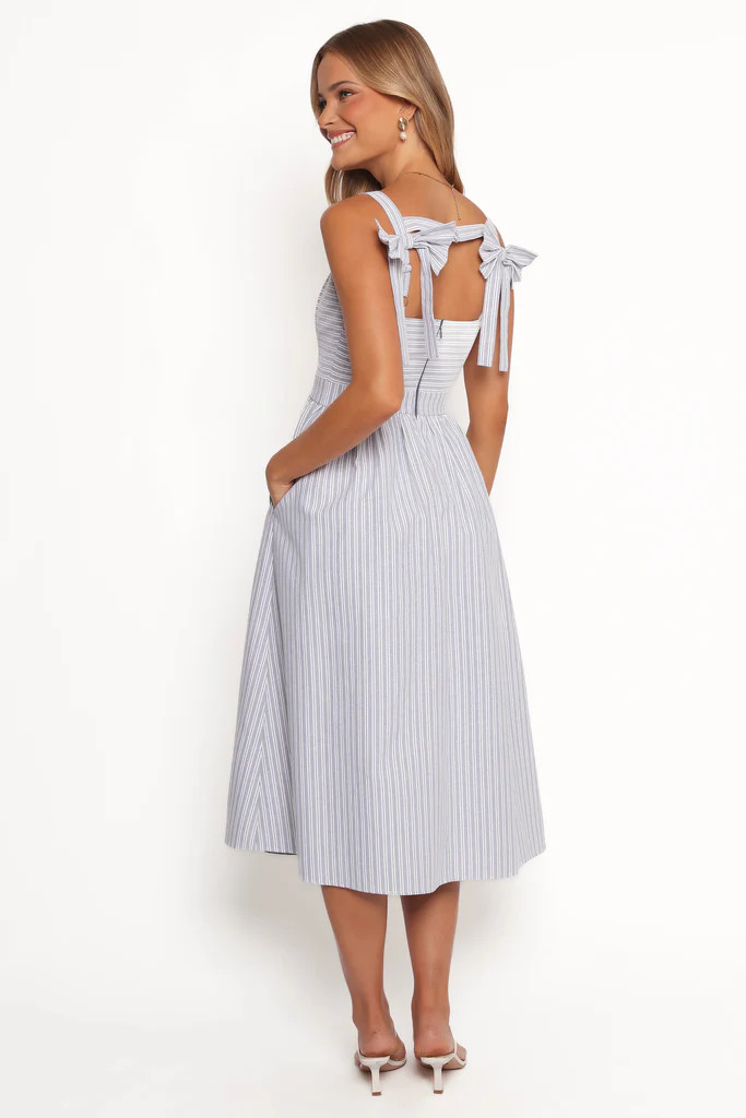 Johanna Midi Dress - Grey/White | Petal & Pup (US)