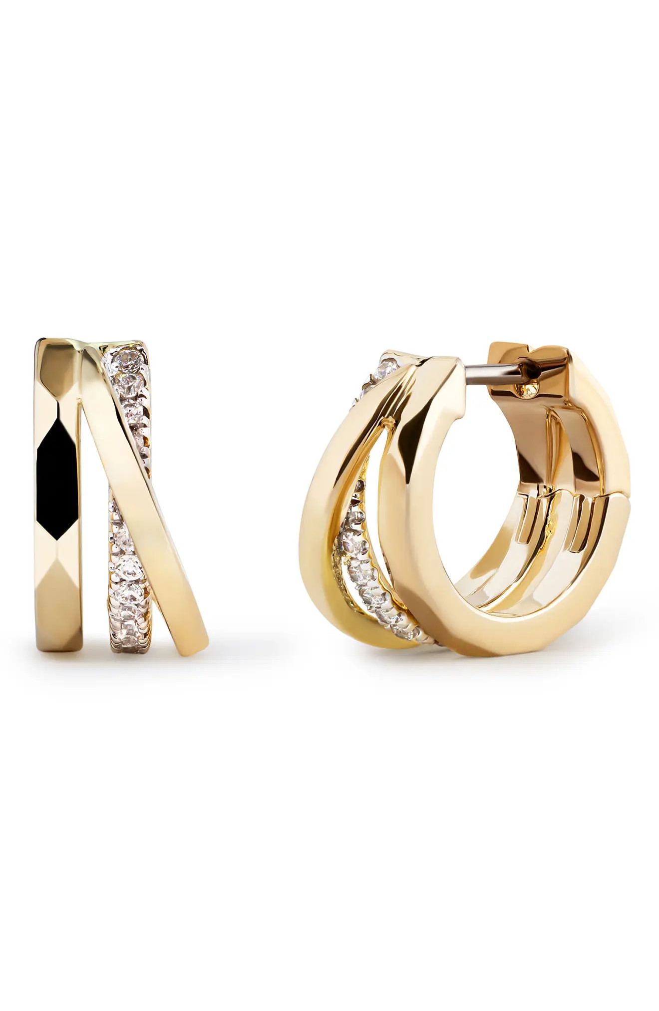 Ana Luisa Esme Trip Cubic Zirconia Huggie Hoop Earrings in Gold at Nordstrom | Nordstrom