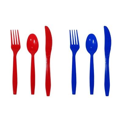 24ct Cutlery Red Blue - Sun Squad™ | Target