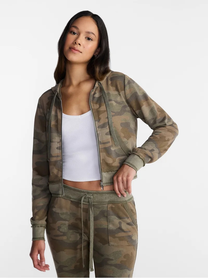 No Boundaries French Terry Zip-Up Hoodie Jacket, Women's Sizes XXS-XXL | Walmart (US)