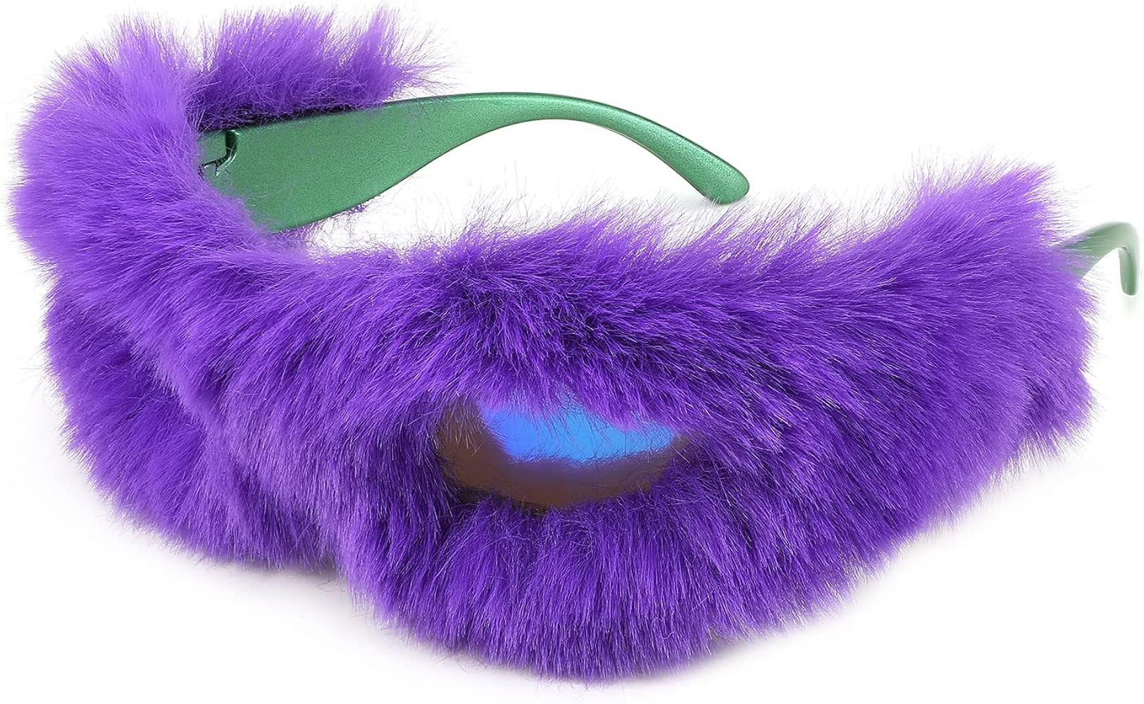 Karsaer Vision Plush Fuzzy Wrap Around Fashion Sunglasses Trendy Swift Oval Dark Sunglasses Shade... | Amazon (US)