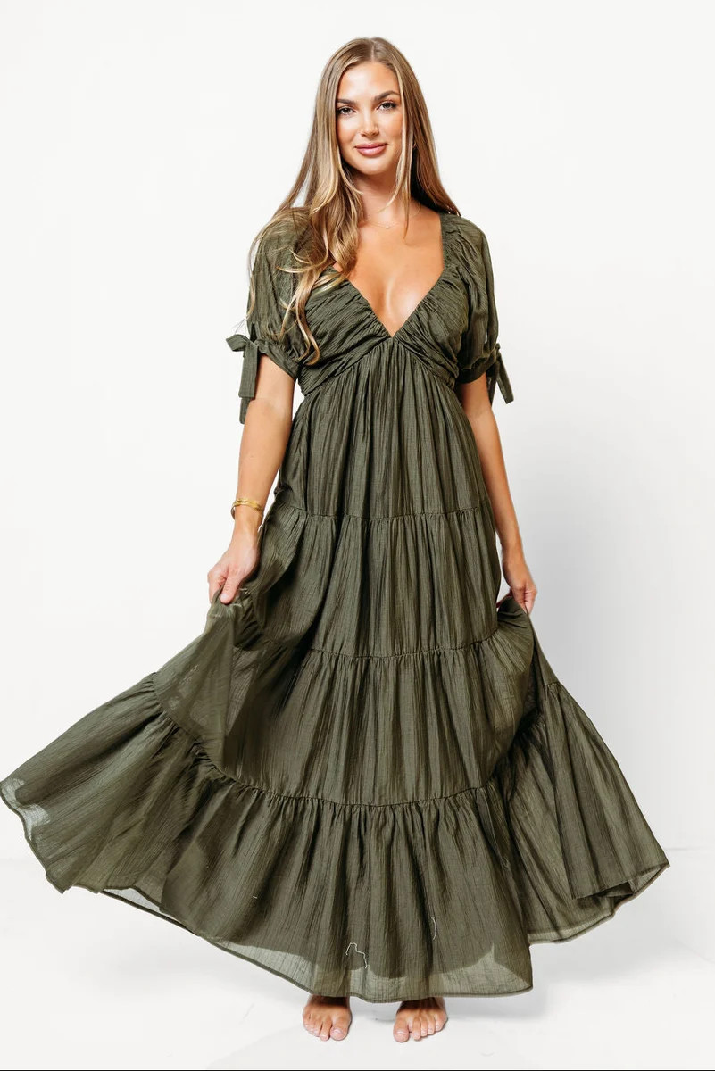 Grayson Maxi Dress in Dark Olive - Bump Friendly & Inclusive Sizing | Worth Collective