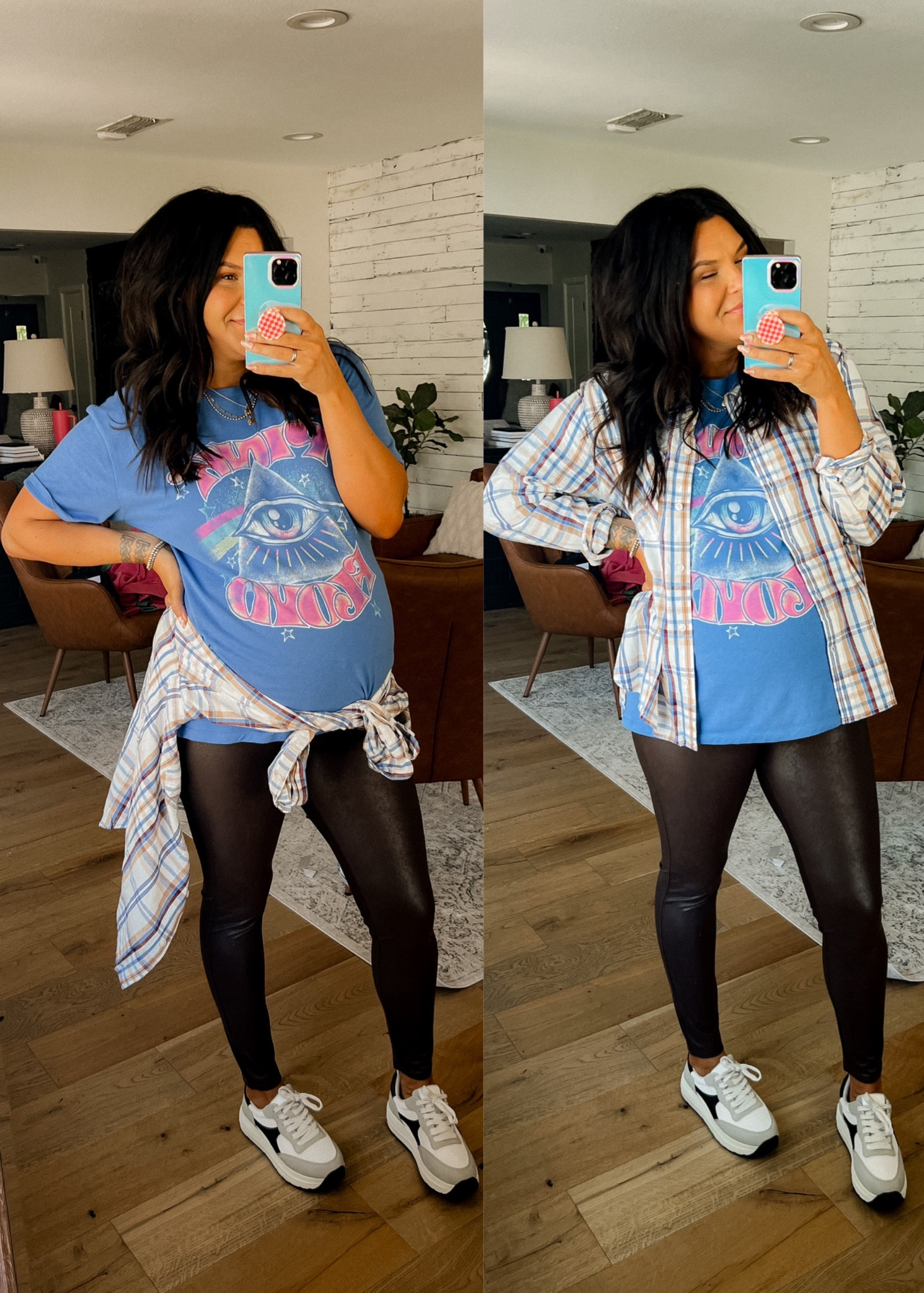 Walmart outfit. Bump friendly too! 
Tee: XL
Flannel: XXL
Faux Leather Leggings: Large
Sneakers: Size up to nearest whole size


#LTKunder50 #LTKunder100 #LTKstyletip