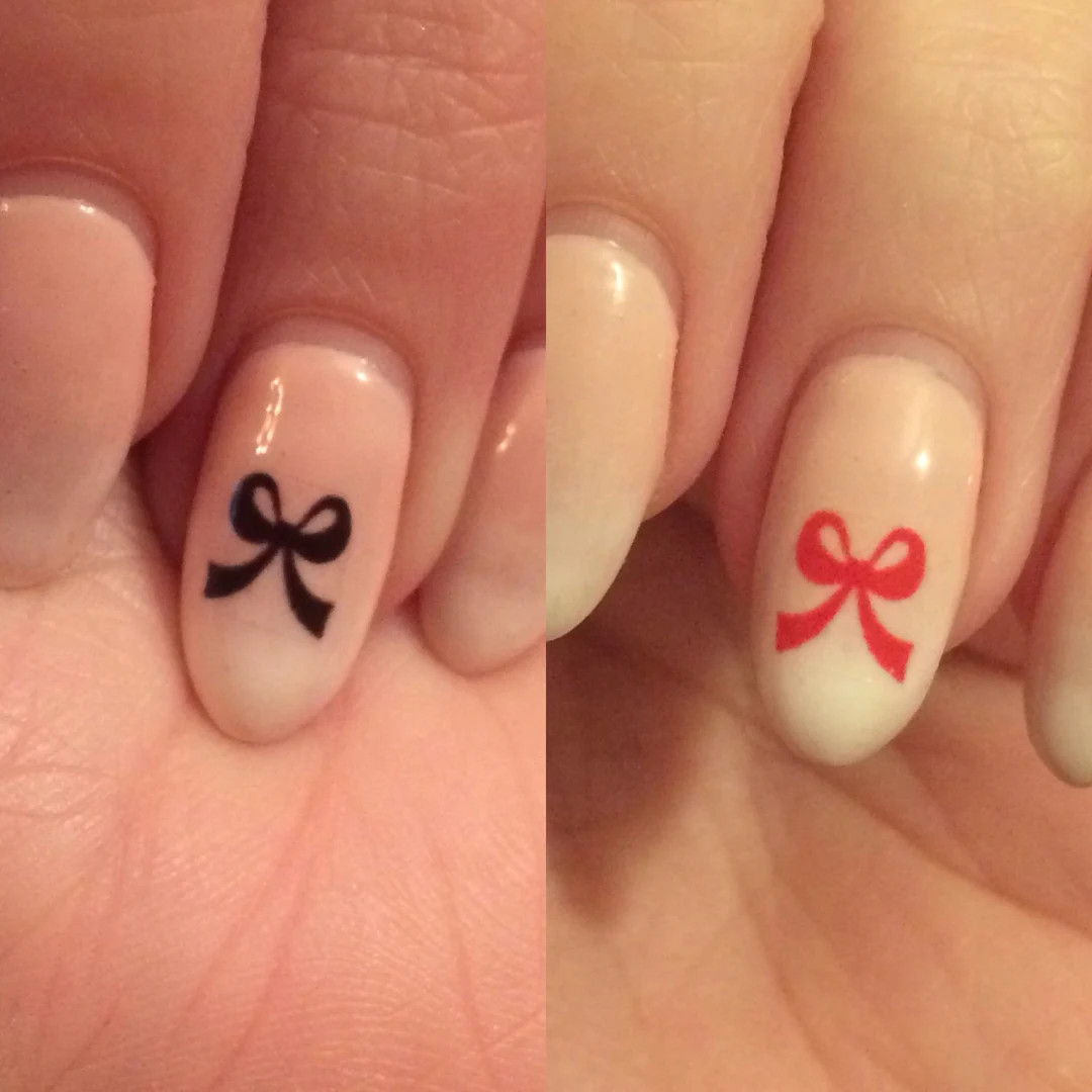 Bow Nail Decals in Red OR Black - Etsy | Etsy (US)