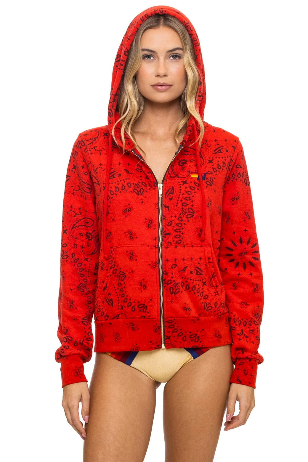 BANDANA ZIP HOODIE - RED | Aviator Nation