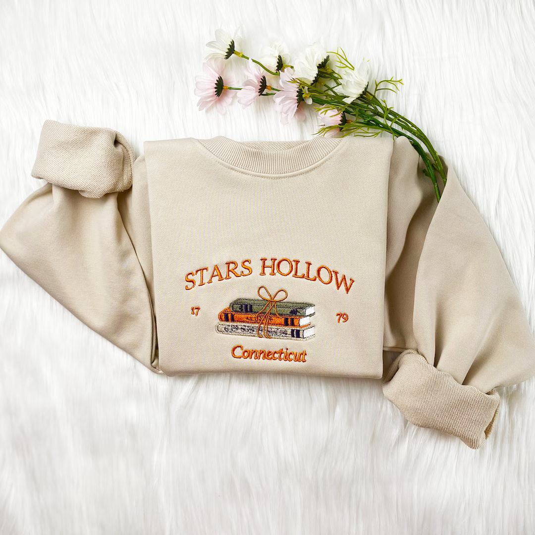 Stars Hollow Connecticut Embroidered Sweatshirt | Connecticut Book Embroidered Hoodie | Stars Hol... | Etsy (US)