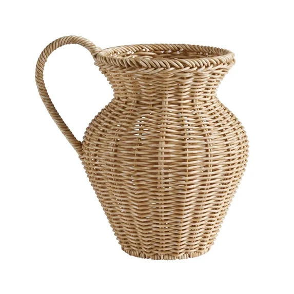 Handwoven Rattan Pitcher Vase with Handle,Decorative Jug for Dried Flowers,Tabletop,Home Decor,Bo... | Walmart (US)