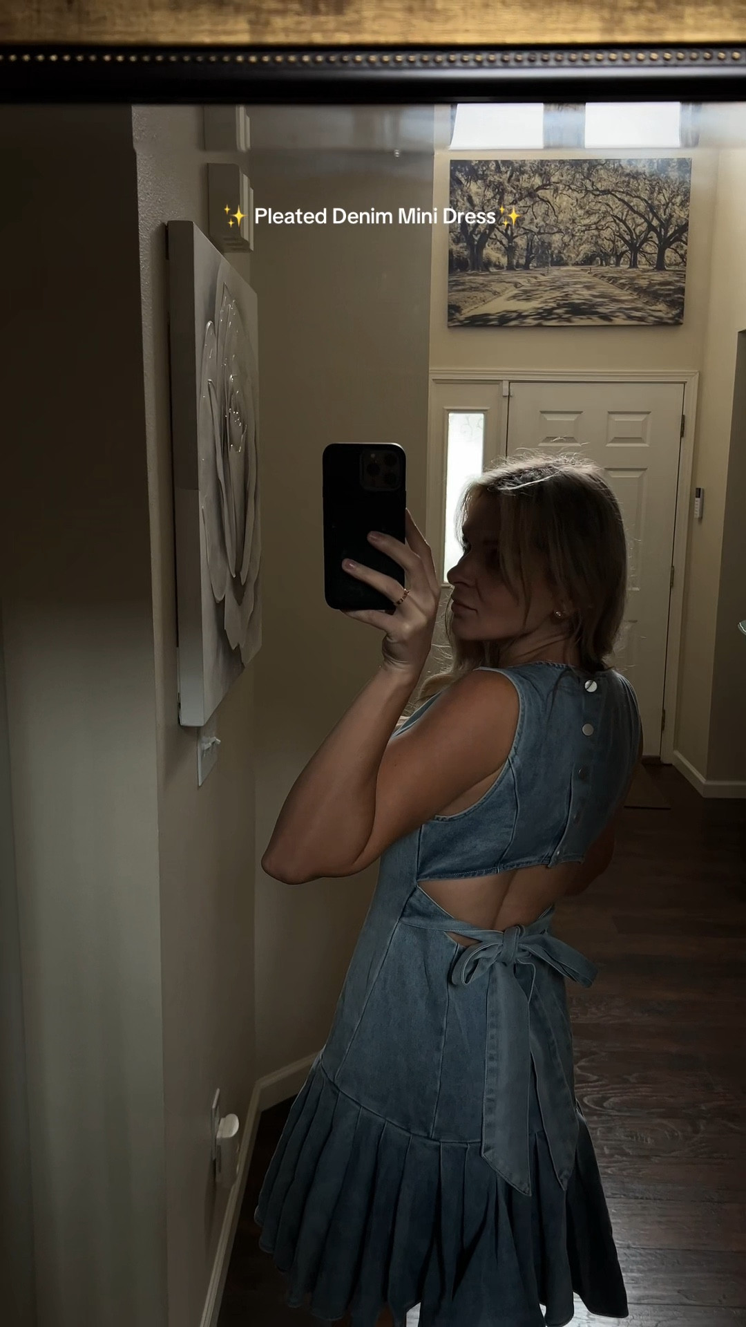 Pleated Denim Mini Dress 👗 (size S) 