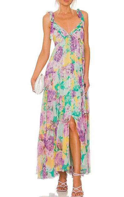 Ivy Maxi Dress in Butter Yellow And Lavender | Shop Premium Outlets
