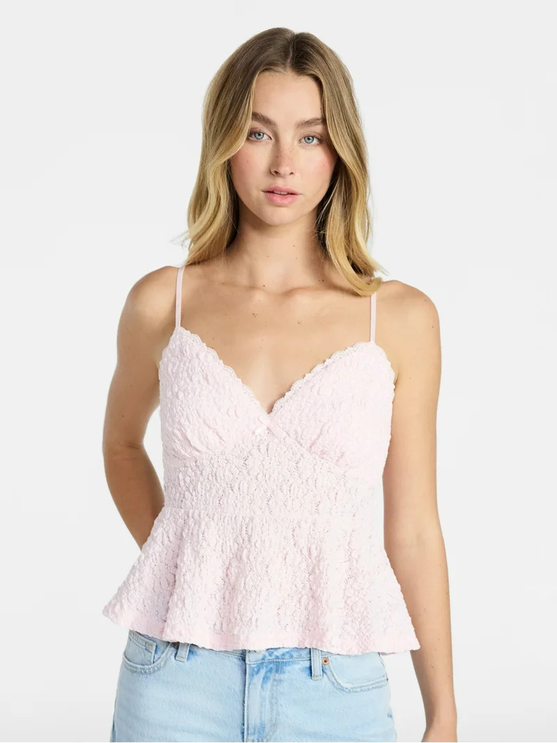 No Boundaries Peplum Lace Cami Top, Women’s XXS-XXL | Walmart (US)