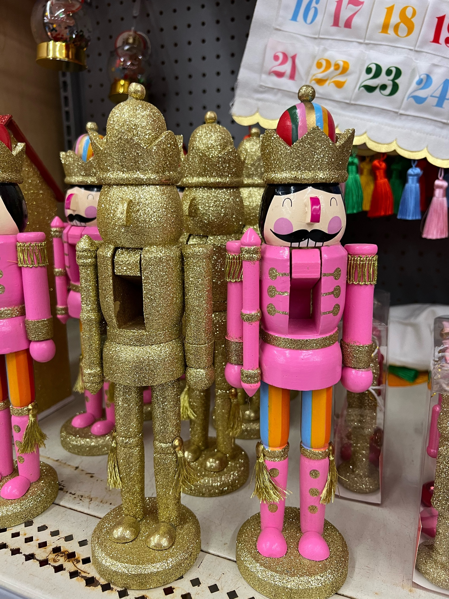 The Packed Party "Go Nuts" Pink and Gold Nutcracker Holiday Decoration is our classic Pinkmas twist on the holiday season. This iconic nutcracker silhouette features carefully hand-painted details and beautiful gold glitter that is sure to make any home a little bit brighter. Pair with the our gold glitter nutcracker, villages, or flocked deer to create a picture-perfect scene on your table or mantle.

#LTKHoliday #LTKSeasonal #LTKCyberWeek