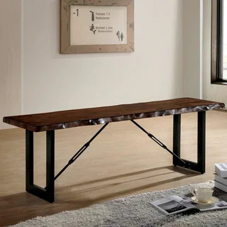 Furniture of America Mass Industrial Walnut Solid Wood Bench | Bed Bath & Beyond