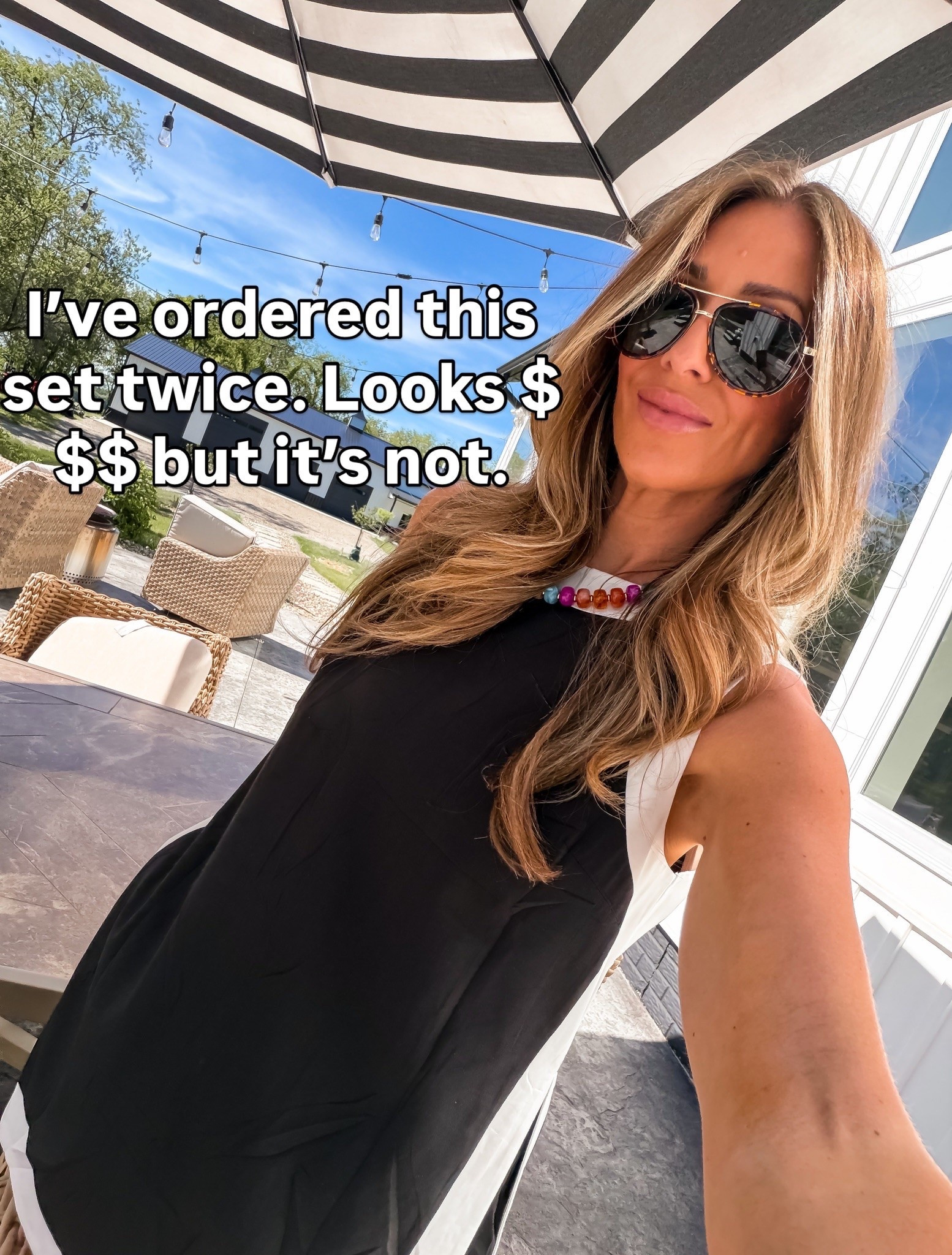I’ve ordered this set twice, which should tell you everything you need to know. It has that effortless, expensive look, but the price tag says otherwise. One of those outfits you’ll keep reaching for all season long.

matching set, black and white outfit, elevated basics, affordable fashion, chic summer outfit, vacation style, travel outfit, casual chic, resort wear, everyday style, versatile pieces, TheMomInStyle

#LTKootd #LTKSeasonal #LTKOver40