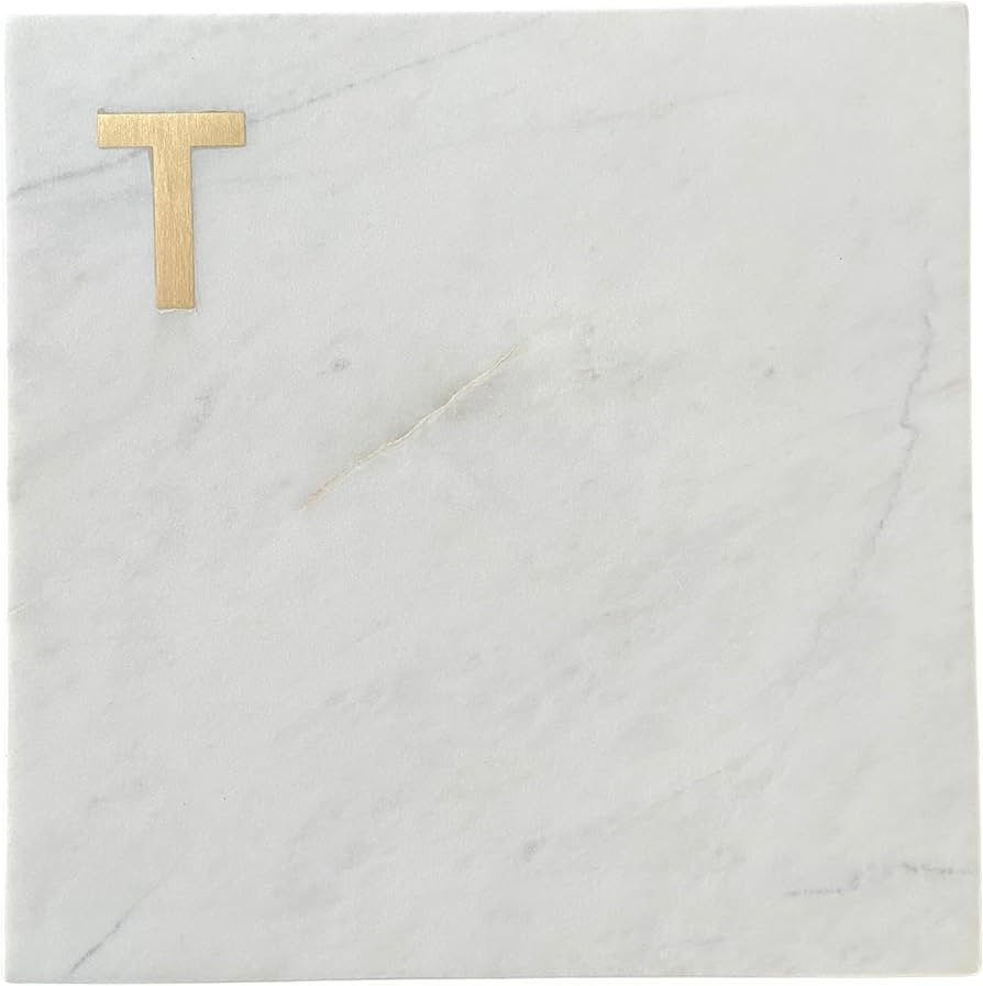 Boards by Bleu Monogram Marble Cheese Board, Hand Crafted Marble Cutting Board from White Marble ... | Amazon (US)