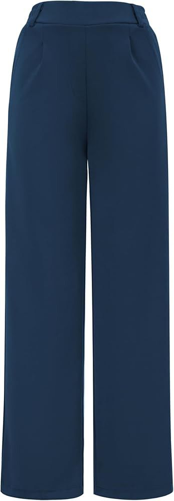 AFITNE Womens Wide Leg Work Pants High Waisted Pull On Dress Pants with Pockets Elastic Waistband... | Amazon (US)