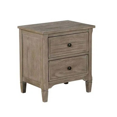 Wire-Brushed Warm Gray 1Pc Nightstand Bedside Table Round Pull Knobs Bedroom Furniture | Wayfair North America