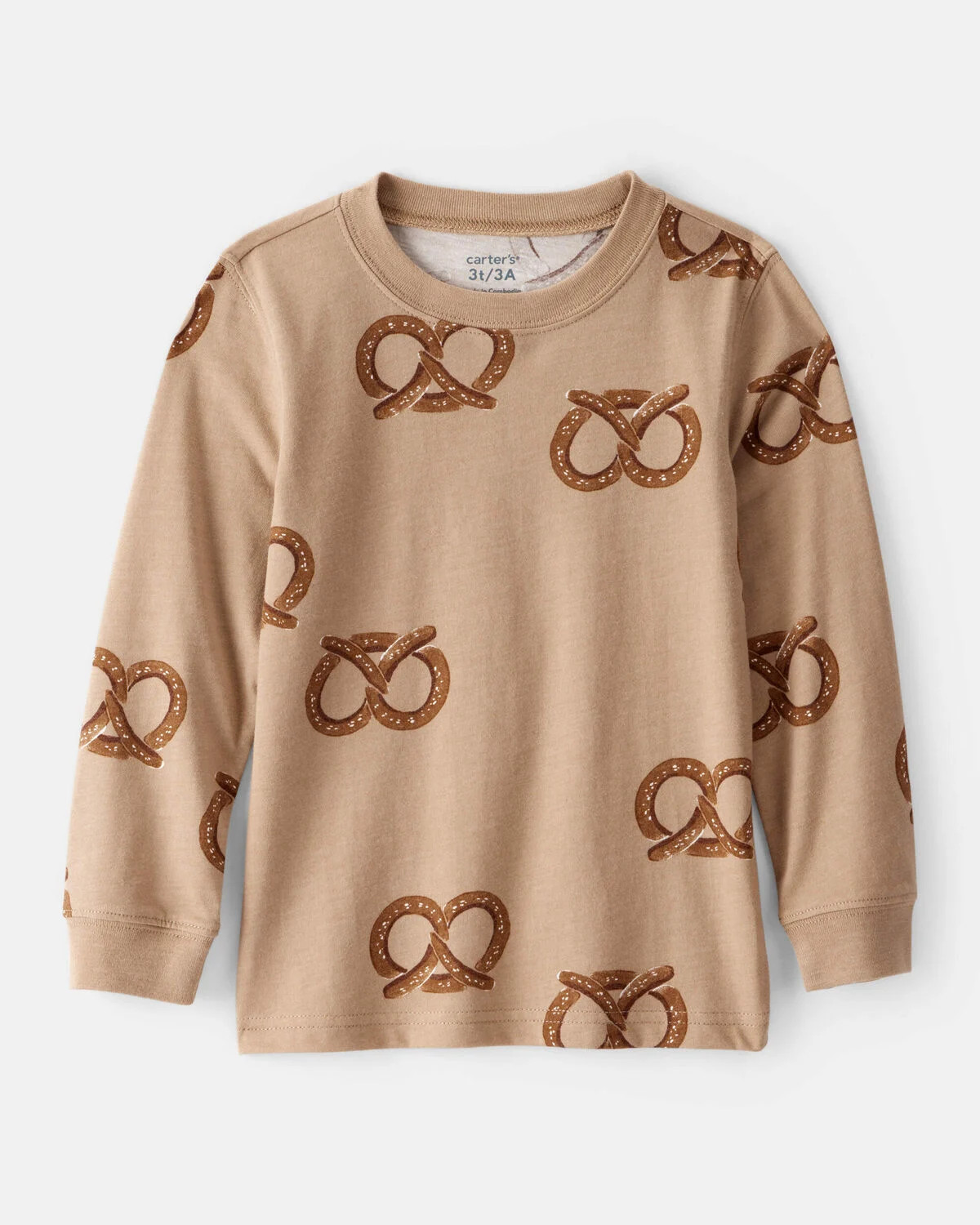 Toddler Boy Pretzel Print Long-Sleeve Tee - Brown | Carter's Inc