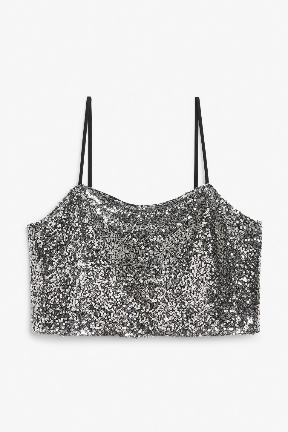 Square neck sequin crop top - Silver | Monki