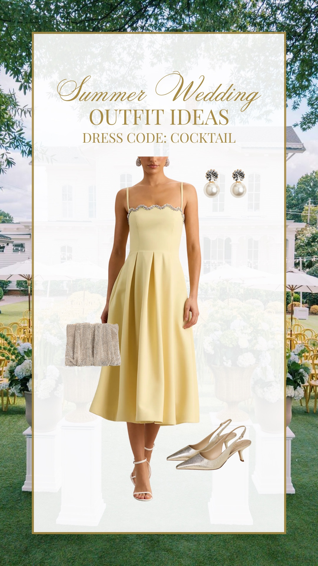 Summer cocktail wedding guest outfit idea!