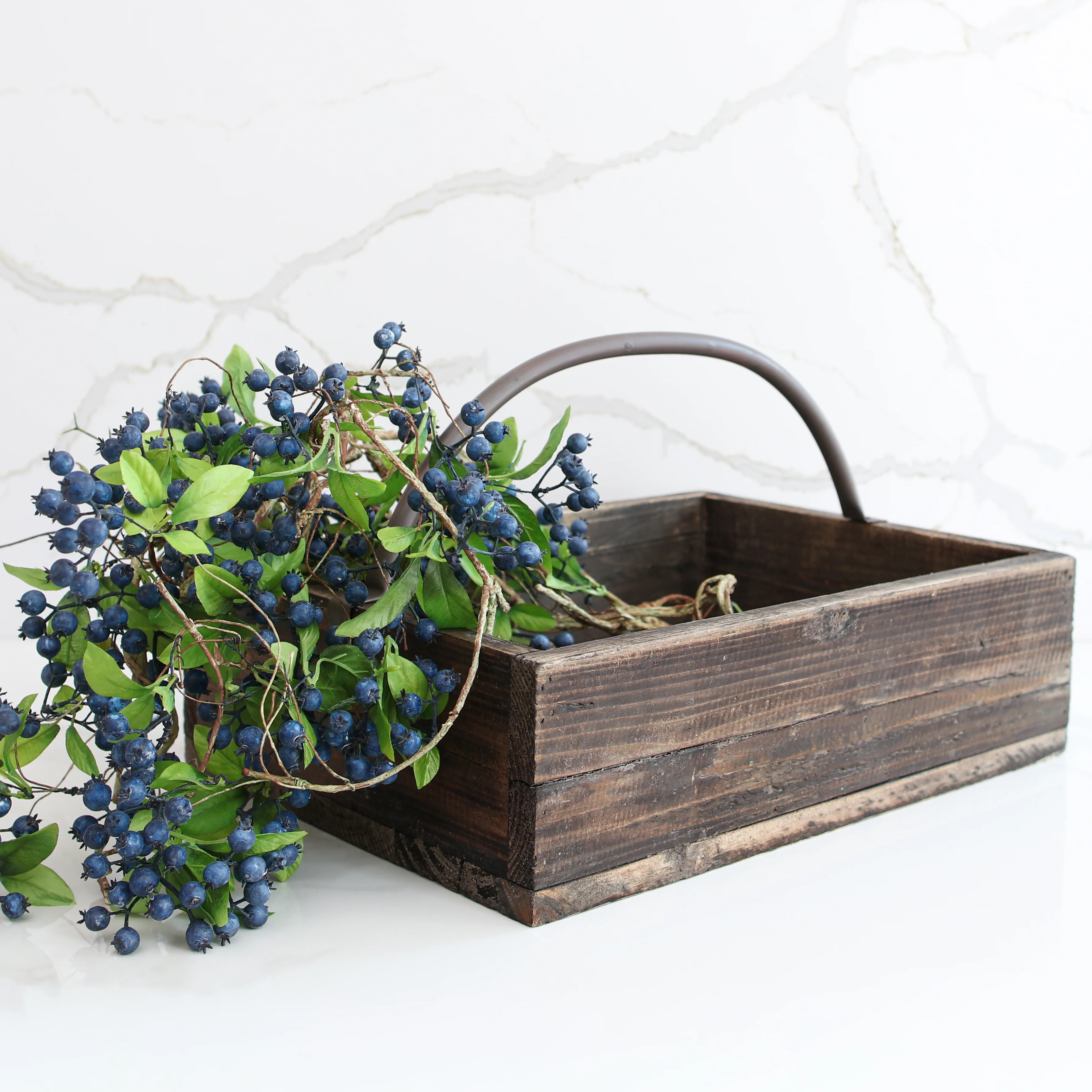 Wood Basket with Metal Handle | Interior Delights