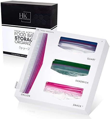 HOME KONCEPTS Ziplock Bag Organizer, Acrylic Plastic Bag Organizer, Premium Ziplock Bag Storage O... | Amazon (US)