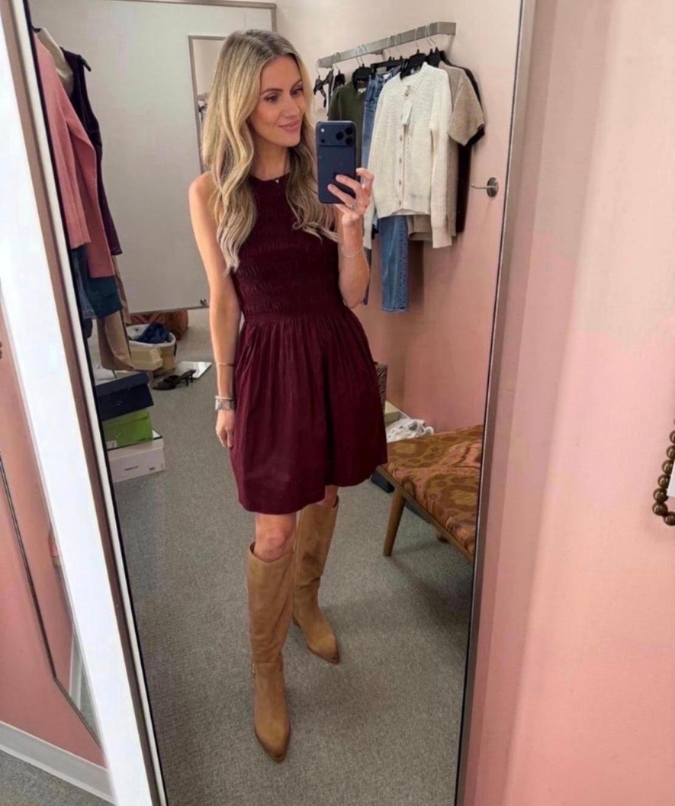 This burgundy dress is one of those pieces that makes getting dressed up so easy. The rich color looks beautiful with tall suede boots and is perfect for fall events, family photos, or date night. AND it's 100% cotton!!!

#LTKootd #LTKgrwm #LTKSeasonal