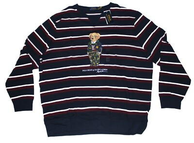 Polo Ralph Lauren Camo Collegiate Bear Mesh Navy Crewneck Sweater Sweatshirt NWT | eBay | eBay US