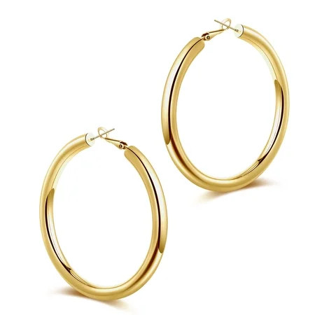 IEFRICH Chunky Gold Hoop Earrings for Women S925 Sterling Silver Post 14K Gold Plated 25mm Small Thi | Walmart (US)