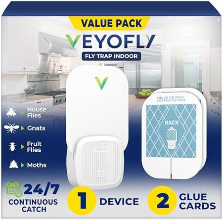 VEYOFLY Fruit Fly Traps for Indoors (1 Device + 2 Refills), Gnat Trap Indoor Plug in, Bug Traps, ... | Amazon (US)
