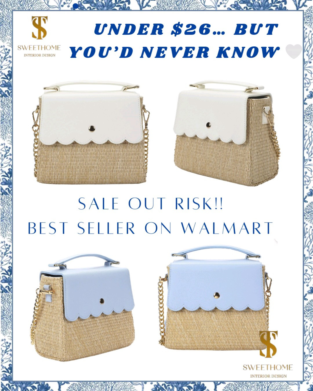 This best seller is giving designer spring vibes without the designer price tag. The woven texture, scalloped detail, and gold chain strap make it look so chic and polished — it honestly feels like something you’d find in a boutique for triple the price.The neutral is classic and goes with everything, and the soft blue is perfect for spring outfits 🌸 These are the kind of pieces that disappear fast because they’re cute, wearable, and easy to style with everyday looks.Spring handbag. affordable spring fashion . under $25 finds . budget. Spring style. spring accessories . woven handbags .everyday spring style . Walmart Haul. Walmart best seller. Walmart fashion. 

#LTKSaleAlert #LTKSeasonal #LTKootd