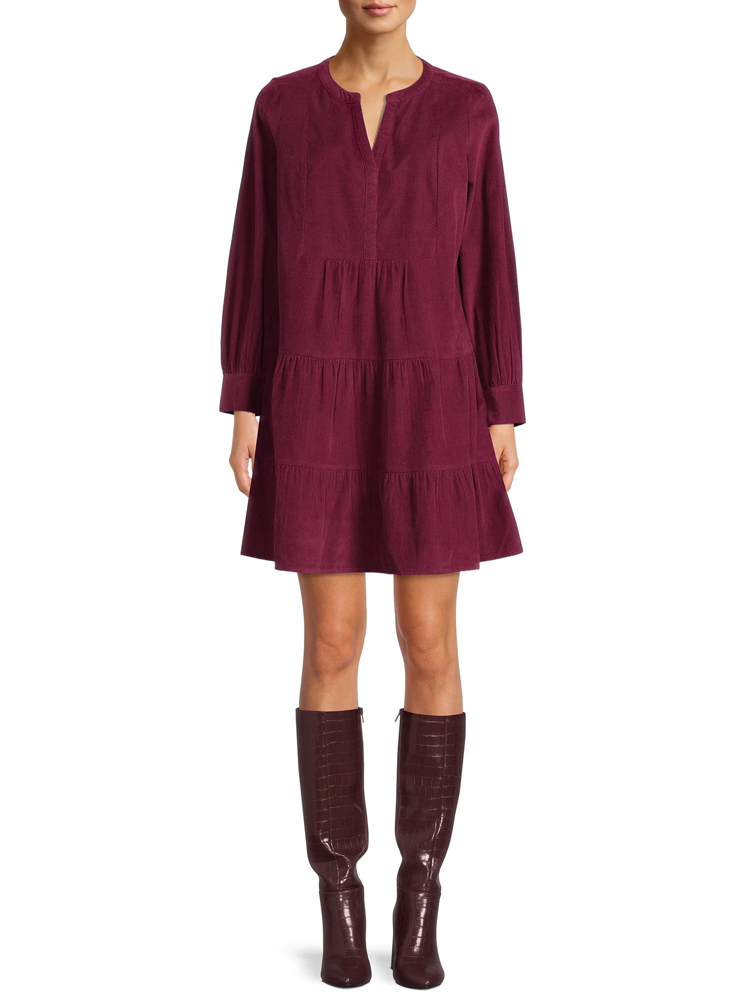 Time and Tru Women's Short Tiered Dress | Walmart (US)
