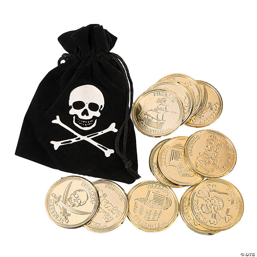 Pirate Bags with Gold Coins - 12 Pc. | Oriental Trading Company