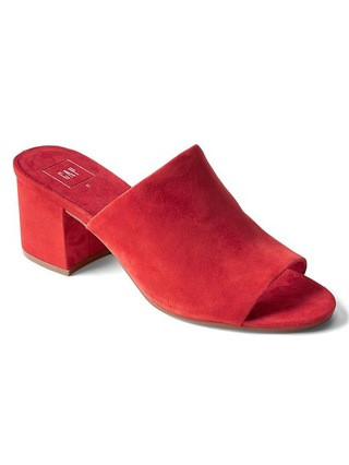 Gap Women Open Toe Suede Mules Size 10 - Red | Gap US