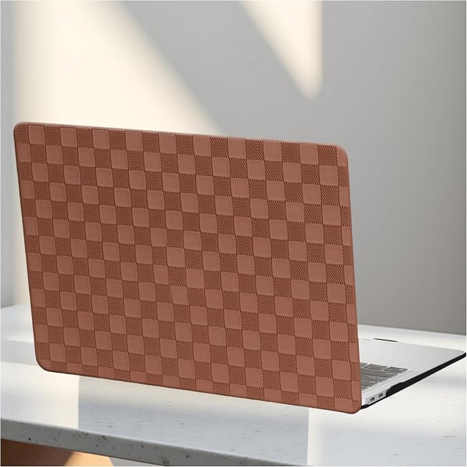 for MacBook Pro 13 Inch Case 2016-2026 M2 M1,Checker Brown | Leather Textured, Precise Logo Cutou... | Amazon (US)