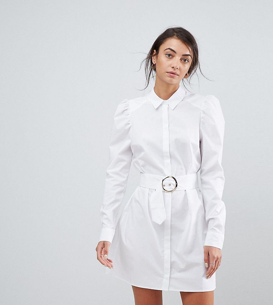 ASOS TALL - Mini-Hemdkleid mit Gürtel - Weiß | Asos DE