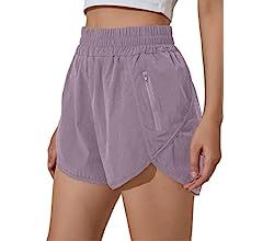 BMJL Women's Running Shorts Elastic High Waisted Shorts Pocket Sporty Workout Shorts Quick Dry At... | Amazon (US)