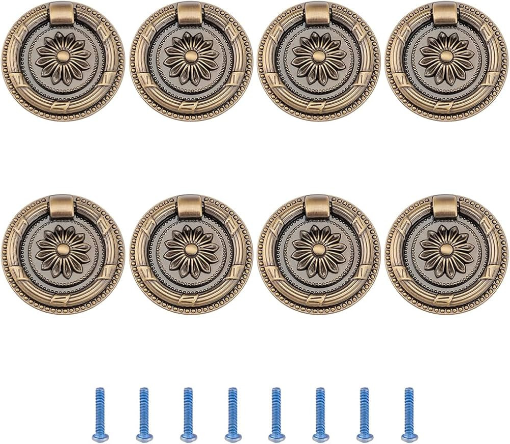 Antique Bronze Ring Pulls Vintage Bronze Drawer Ring Pulls Round Drawer Pull Rings Single Hole Dr... | Amazon (US)