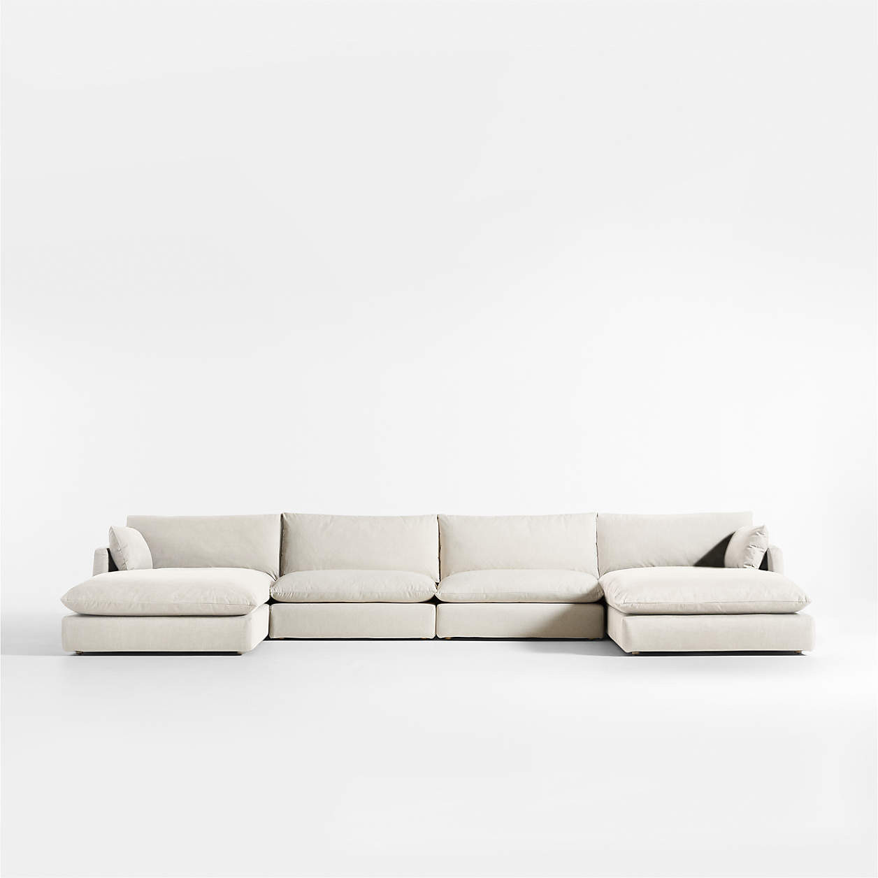 Unwind Modular 4-Piece U-Shaped Slipcovered Sectional Sofa with Double Chaise Lounge + Reviews | ... | Crate & Barrel