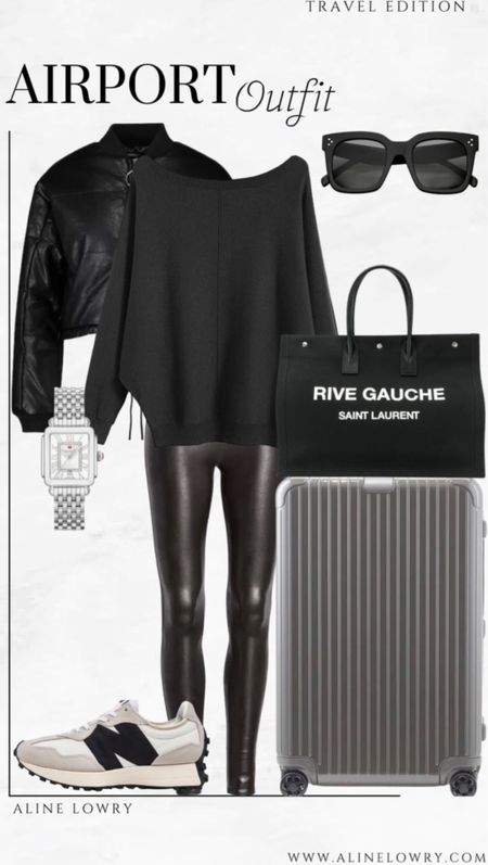 All-black airport outfit
Beautiful and stylish travel outfit
Comfortable New Balance sneakers
Faux Leather Legging 

#LTKstyletip #LTKtravel #LTKshoecrush
