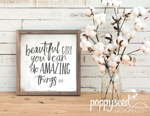 Beautiful Girl You Can Do Amazing Things Wooden Farmhouse style Sign | Etsy (US)