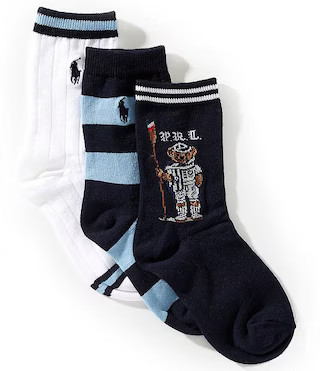 Polo Ralph Lauren Little/Big Boys Rowing Bear 3-Pack Socks | Dillard's | Dillard's