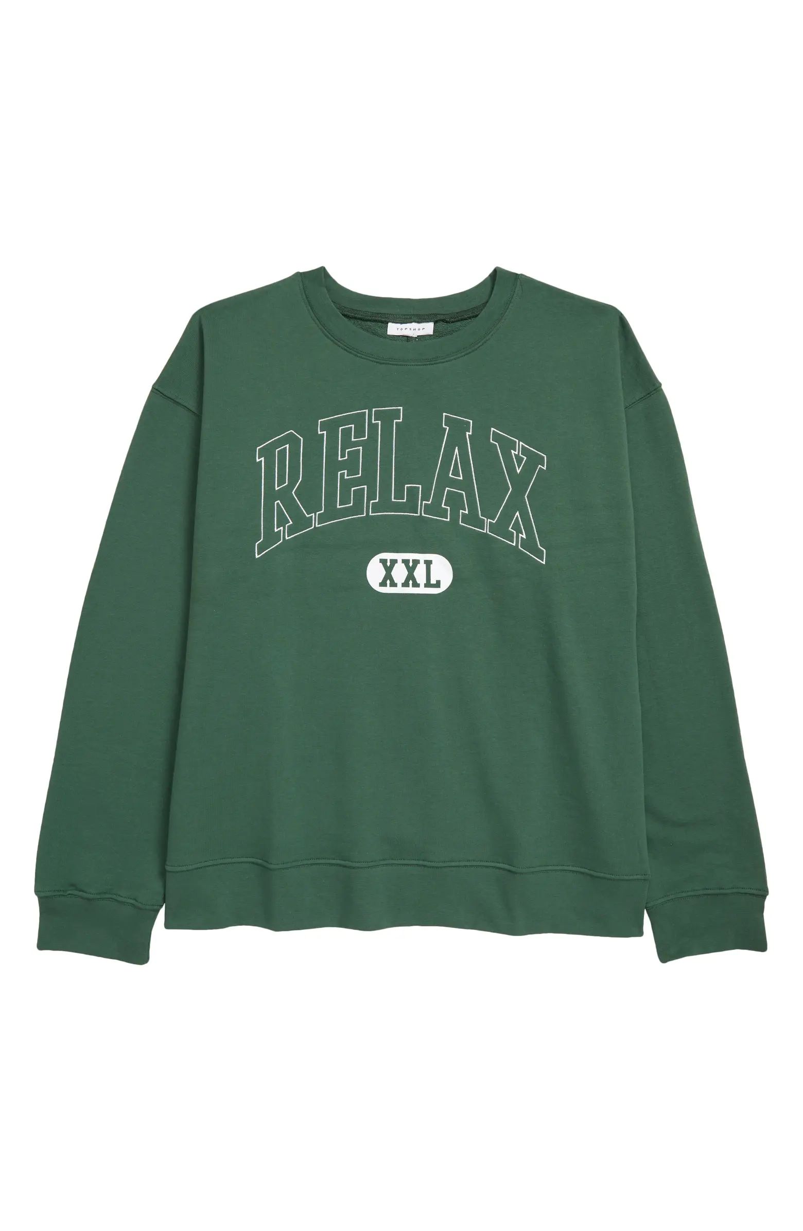Topshop Relax Embroidered Cotton Sweatshirt | Nordstrom | Nordstrom