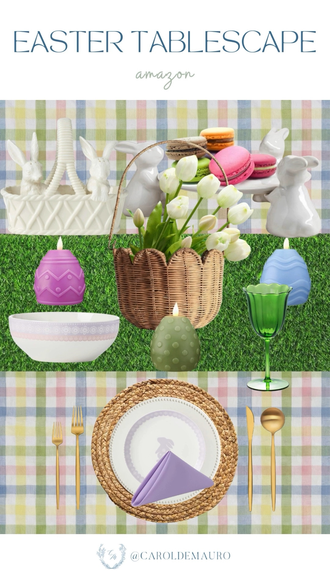 Be Easter-ready by pairing a classic plaid print with earthy wicker textures! Adding little touches like ceramic bunny baskets and bright macarons makes your table feel totally refreshed and ready for all the celebrations.

amazon home, breakfast nook, home inspo, easter brunch, spring vibes, pastel aesthetic, hostess tips, gingham style

#LTKSeasonal #LTKHome #LTKU