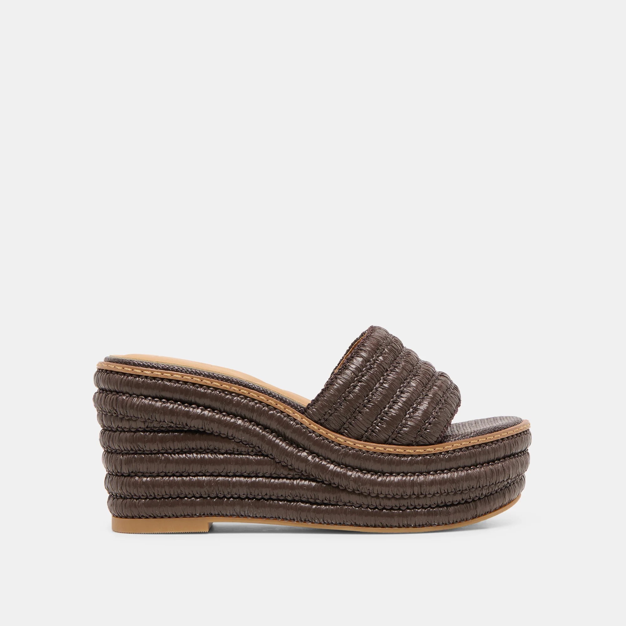Throne Wedges Chocolate Raffia | DolceVita.com