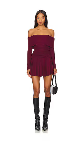 Olesya Mini Dress in Maroon Dress With Boots Red Sweater Dress And Boots 2025 Boots Outfits Winter | Revolve Clothing (Global)