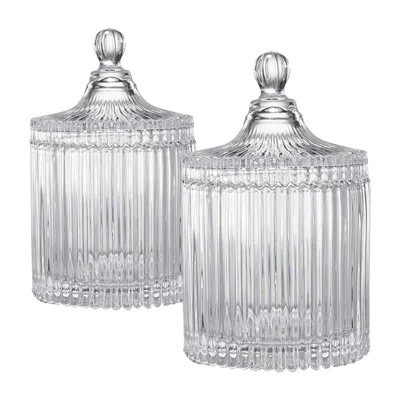 Lidded Glass Jars - Set of 2 - Clear | Wayfair North America