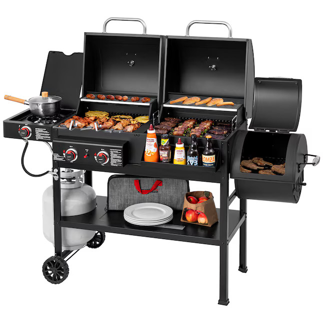 Royal Gourmet 4 in 1 with Offset Smoker and Side Burner Black Liquid propane and charcoal Combo G... | Lowe's