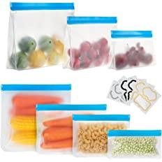 Amazon.com: Reusable Ziplock Storage Bags, 7 Pack BPA Free PEVA Reusable Freezer Bags, Reusable F... | Amazon (US)