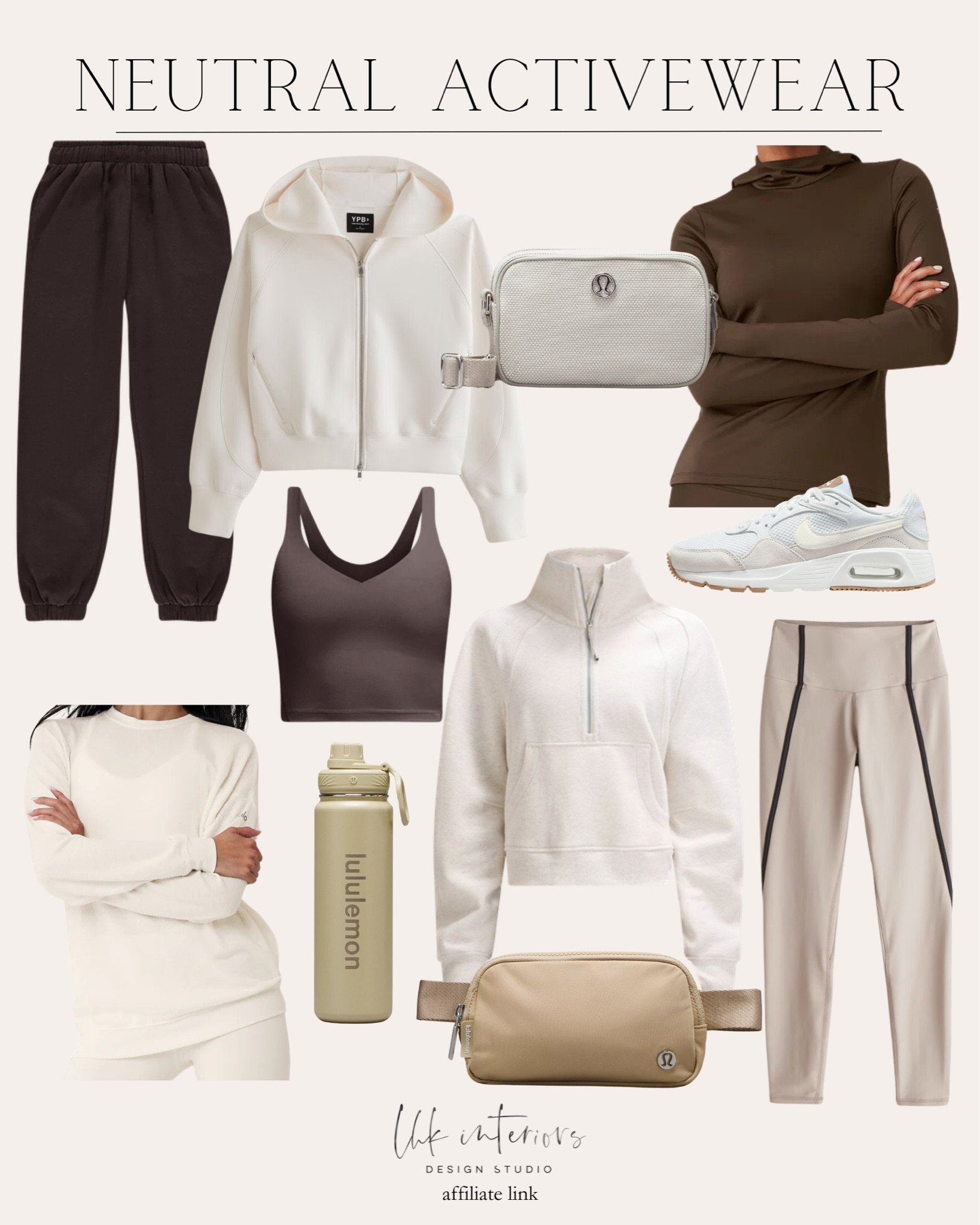 Neutral active wear / neutral lounge wear / neutral yoga pants / neutral joggers / spring activewear / lululemon / Alo yoga / lululemon belt bag / lululemon scuba jacket

#LTKSeasonal #LTKfitness #LTKstyletip