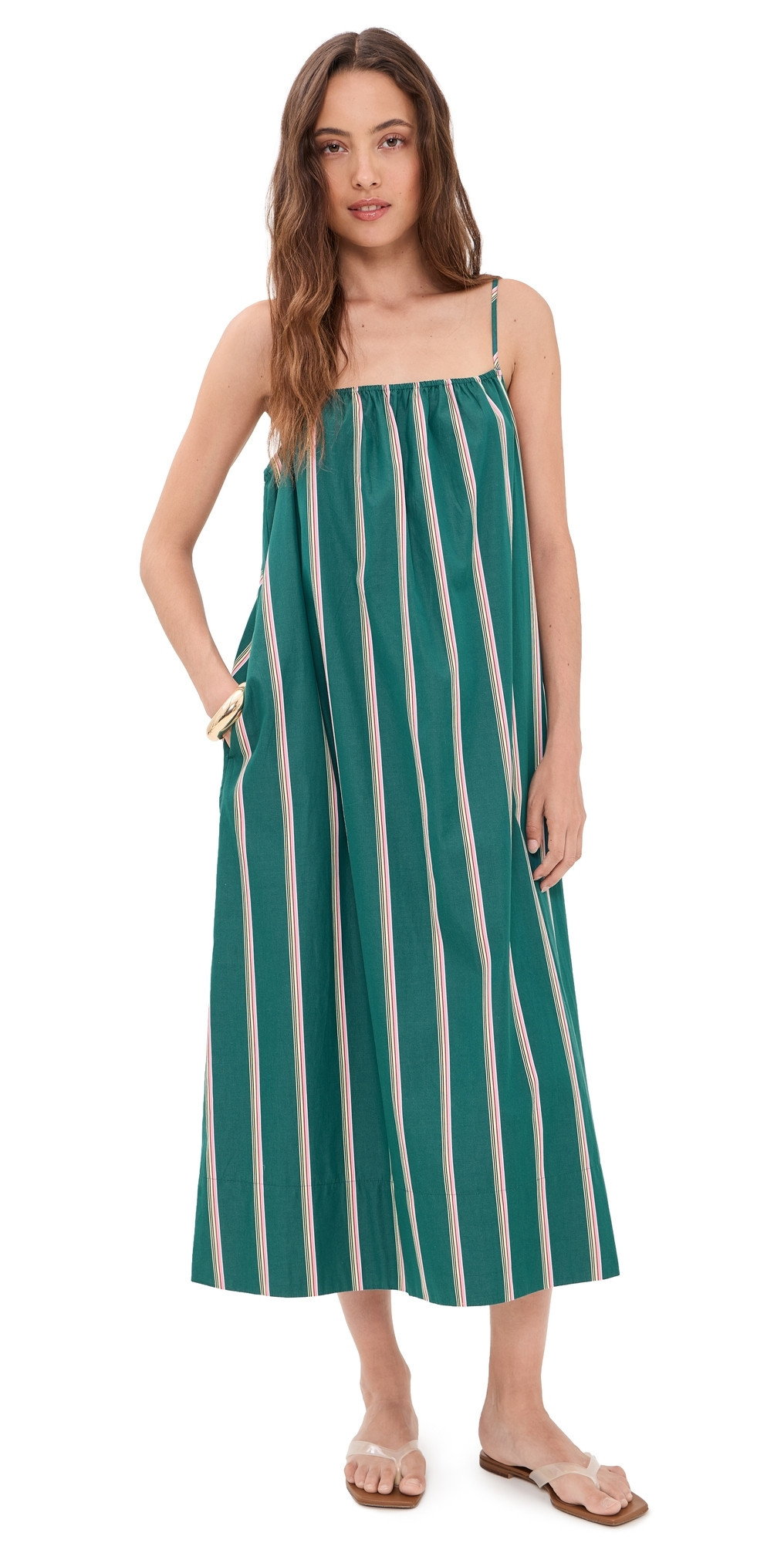 Madewell Madewell x Shopbop Dia Dress In Midweight Poplin Retro Stripe Deep Lagoon XXS | Shopbop